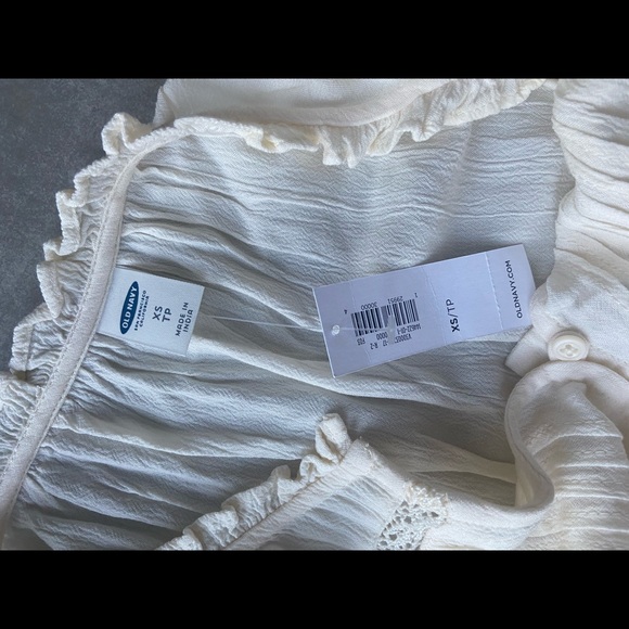 NWT pretty crème cotton Old Navy pleated cotton dress with feminine details - Picture 7 of 11